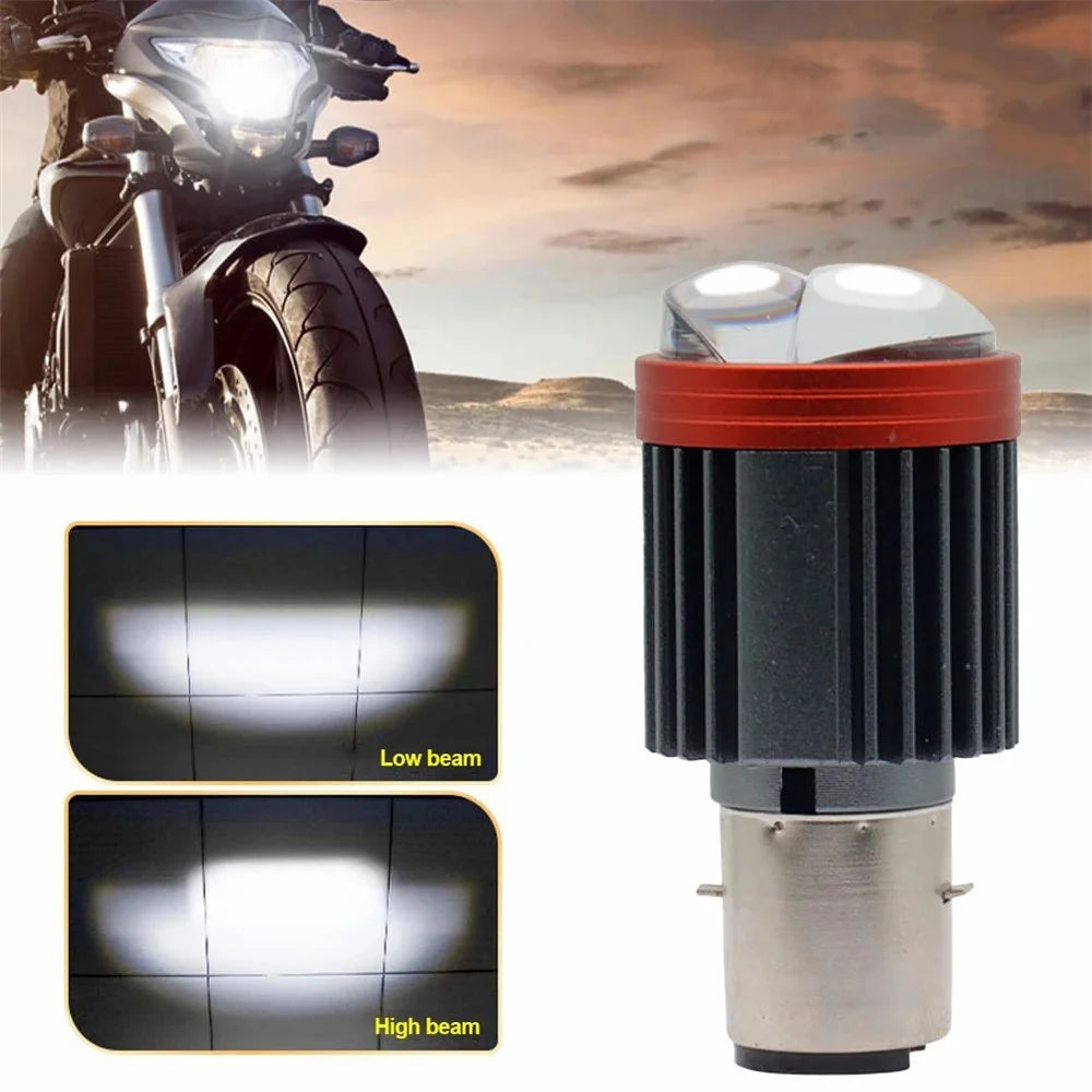 Motorcycle Dual Lens Projector LED Headlight High Low Beam Waterproof Electric Vehicle Front Lamp - White Light - 1