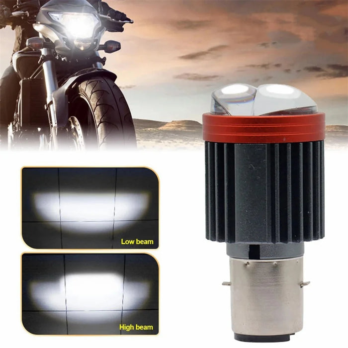 Motorcycle Dual Lens Projector LED Headlight High Low Beam Waterproof Electric Vehicle Front Lamp - White Light - 1