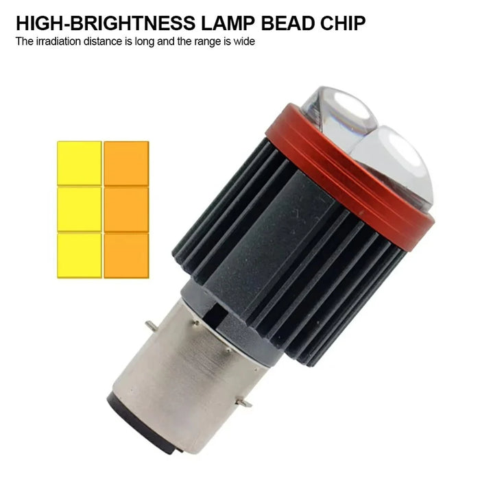 Motorcycle Dual Lens Projector LED Headlight High Low Beam Waterproof Electric Vehicle Front Lamp - White Light - 3
