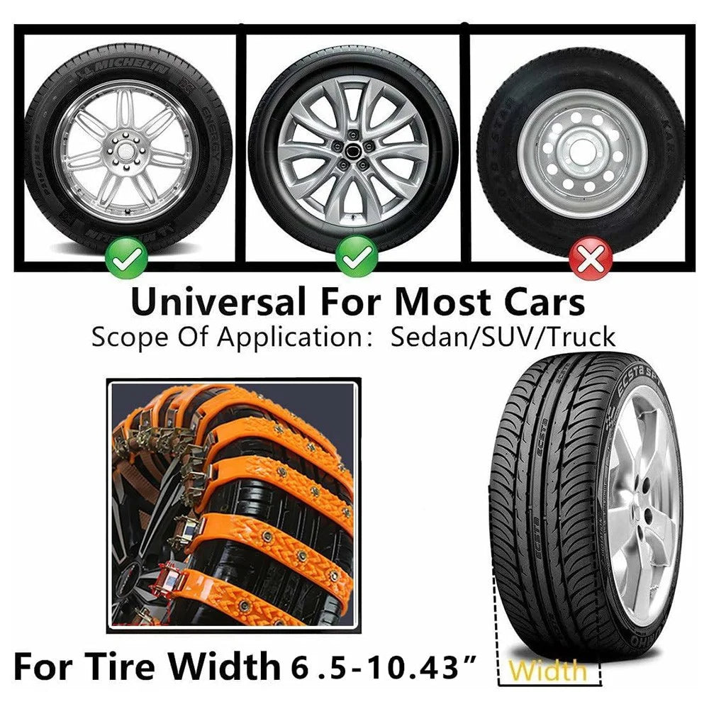 10Pcs Car Tire Snow Chains Universal Anti Skid Emergency Traction with Gloves and Hooks for SUV Truck Off-Road Vehicle - 6