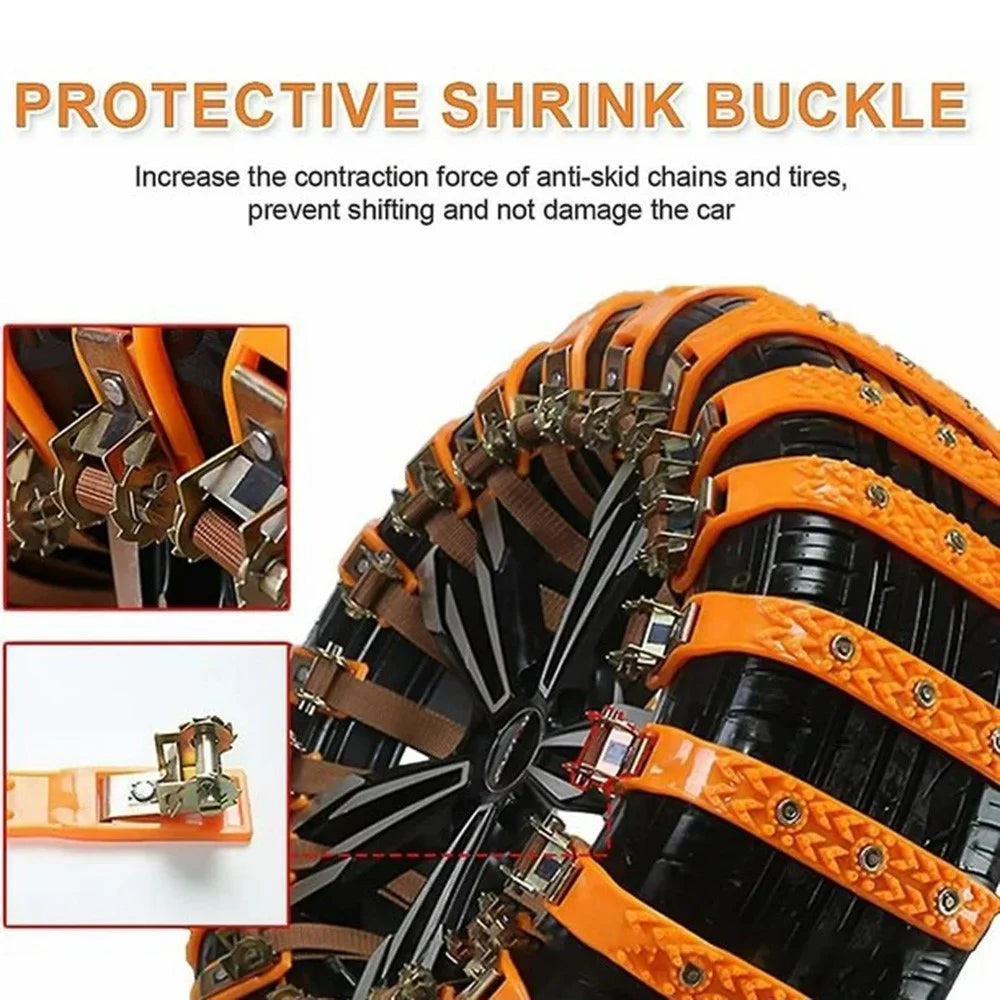 10Pcs Car Tire Snow Chains Universal Anti Skid Emergency Traction with Gloves and Hooks for SUV Truck Off-Road Vehicle - 7