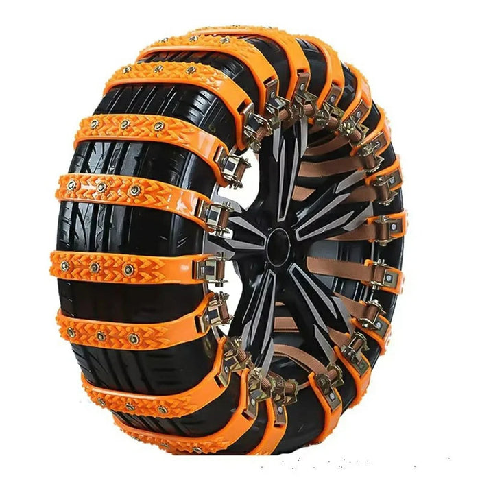 8Pcs Car Tire Snow Chains Universal Anti Skid Emergency Traction with Gloves and Hooks for SUV Truck Off-Road Vehicle - 2