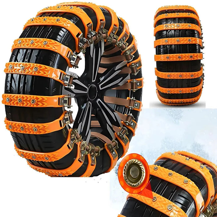 8Pcs Car Tire Snow Chains Universal Anti Skid Emergency Traction with Gloves and Hooks for SUV Truck Off-Road Vehicle - 3