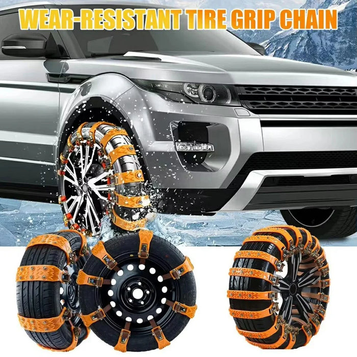 8Pcs Car Tire Snow Chains Universal Anti Skid Emergency Traction with Gloves and Hooks for SUV Truck Off-Road Vehicle - 4