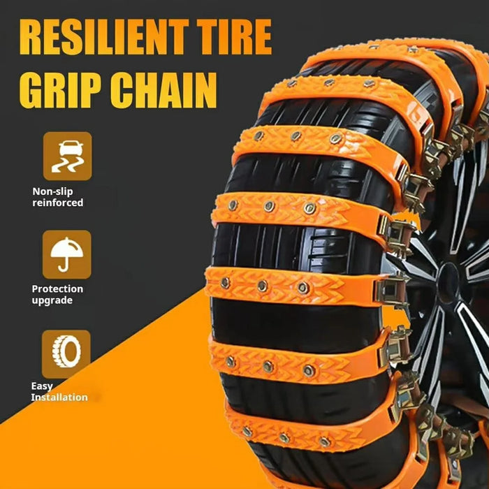 8Pcs Car Tire Snow Chains Universal Anti Skid Emergency Traction with Gloves and Hooks for SUV Truck Off-Road Vehicle - 5