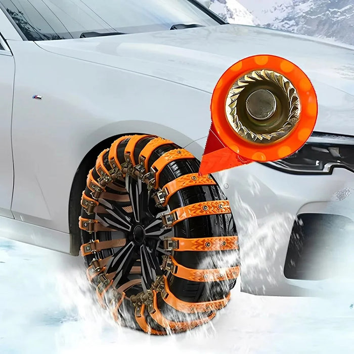 8Pcs Car Tire Snow Chains Universal Anti Skid Emergency Traction with Gloves and Hooks for SUV Truck Off-Road Vehicle - 6