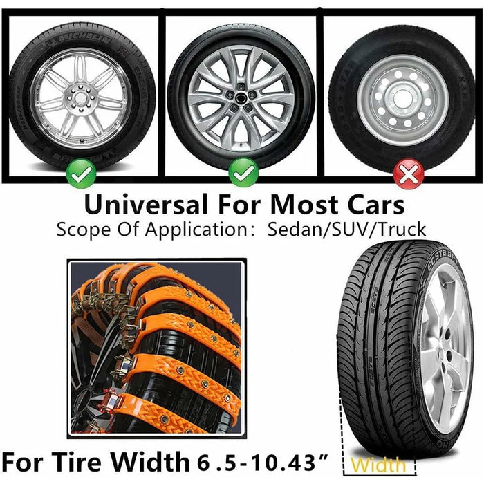 8Pcs Car Tire Snow Chains Universal Anti Skid Emergency Traction with Gloves and Hooks for SUV Truck Off-Road Vehicle - 7