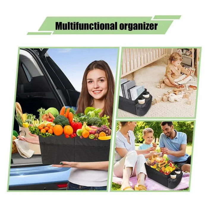 Multi Pocket Car Trunk Organizer Large Capacity Foldable 600D Oxford Fabric Storage Box - 7