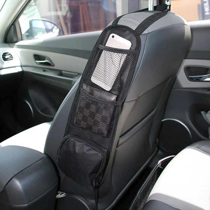 Car Seat Side Storage Organizer Waterproof Multi-Pocket Hanging Bag for Map Water Bottle Umbrella - 4