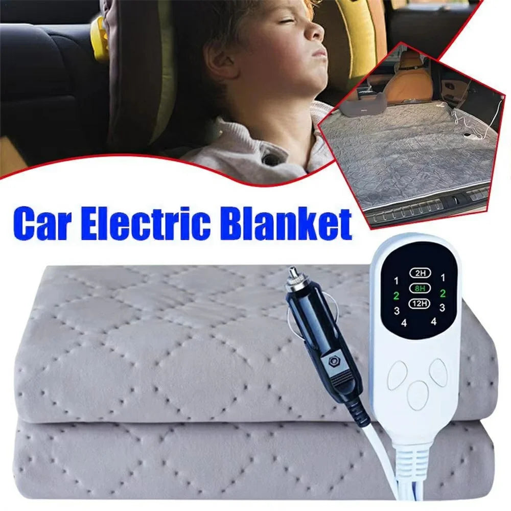 180 x 70cm 12V Car Electric Heated Blanket 4 Levels Temperature Adjustable Heating Pad for RV Truck Sedan - Light Grey - 3