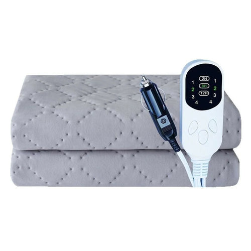 150 x 180cm 12V Car Electric Heated Blanket 4 Levels Temperature Adjustable Heating Pad for RV Truck Sedan - Light Grey - 1