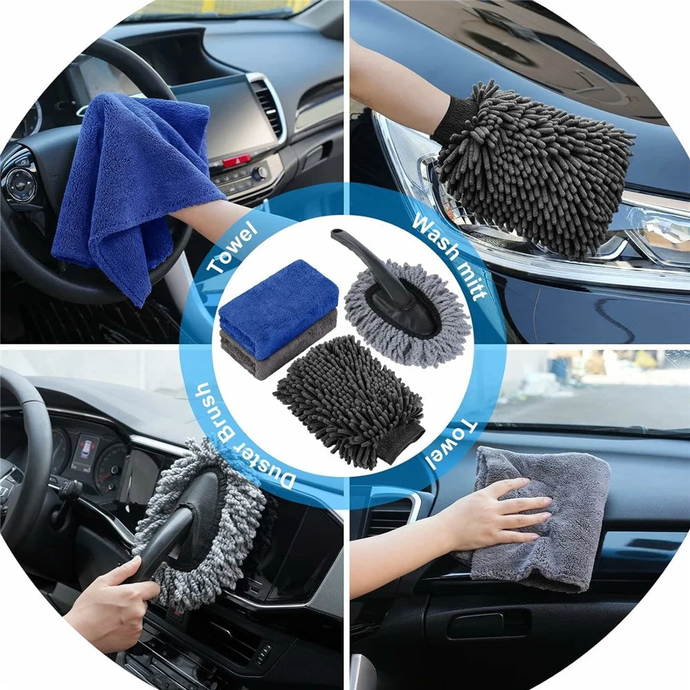 38Pcs Car Washing Tools Cleaning Kit with Foam Gun Electric Brush Window Cleaner and Detailing Brush Set - 4