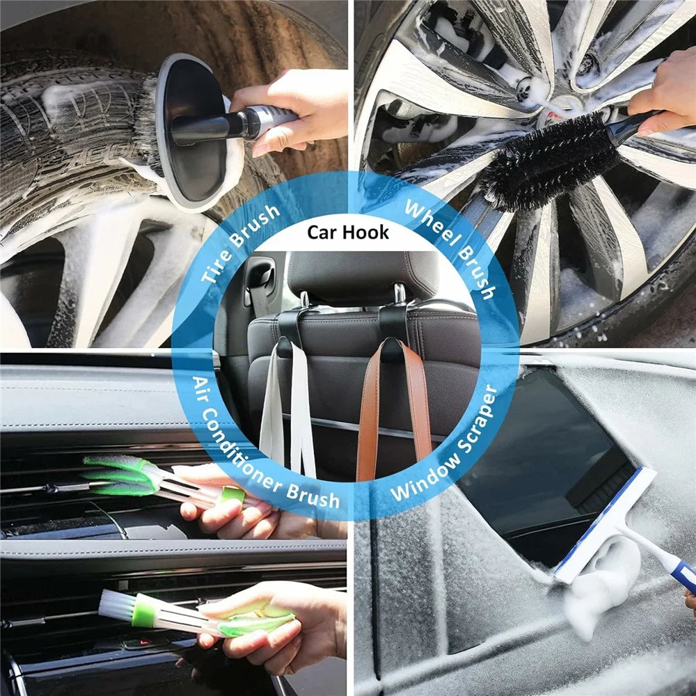 38Pcs Car Washing Tools Cleaning Kit with Foam Gun Electric Brush Window Cleaner and Detailing Brush Set - 5