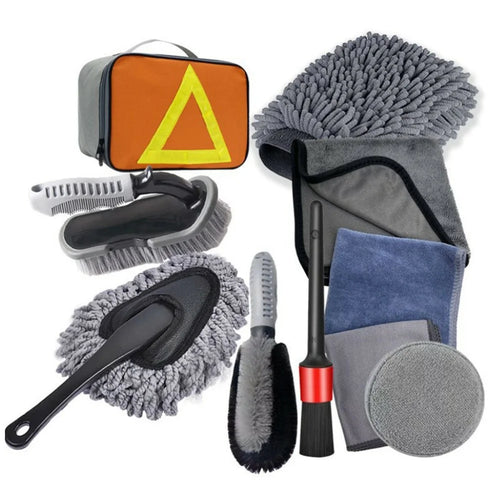 10Pcs Car Cleaning Kit Wash Brush Set with Detailing Tools Auto Maintenance Accessories - 1