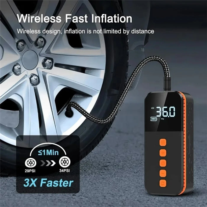 Portable Car Tire Inflator Digital Display Multifunction Wireless Electric Air Pump with LED Light - 3