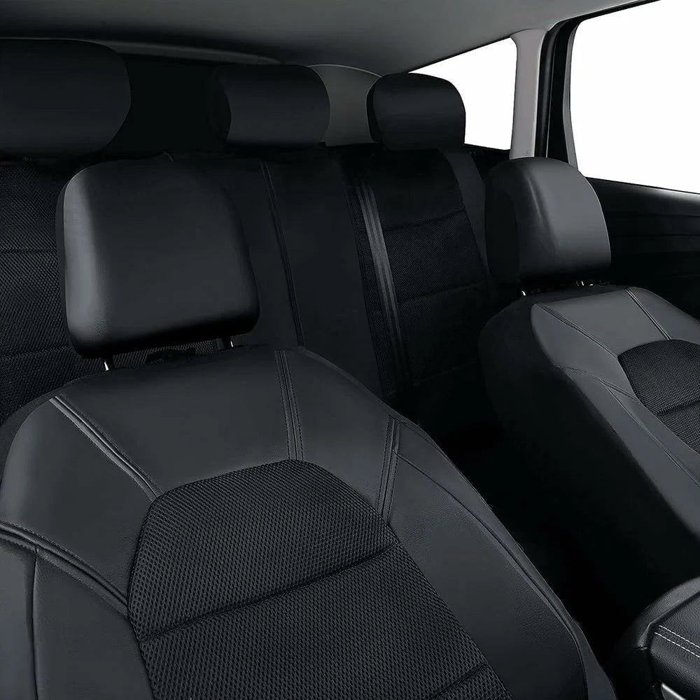 9Pcs Car Seat Covers Full Set Automotive Front Back Seat Bench Protectors - Grey - 7