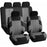 9Pcs Car Seat Covers Full Set Automotive 5-Seats Front Rear Covers Headrest Protectors - Grey - 1