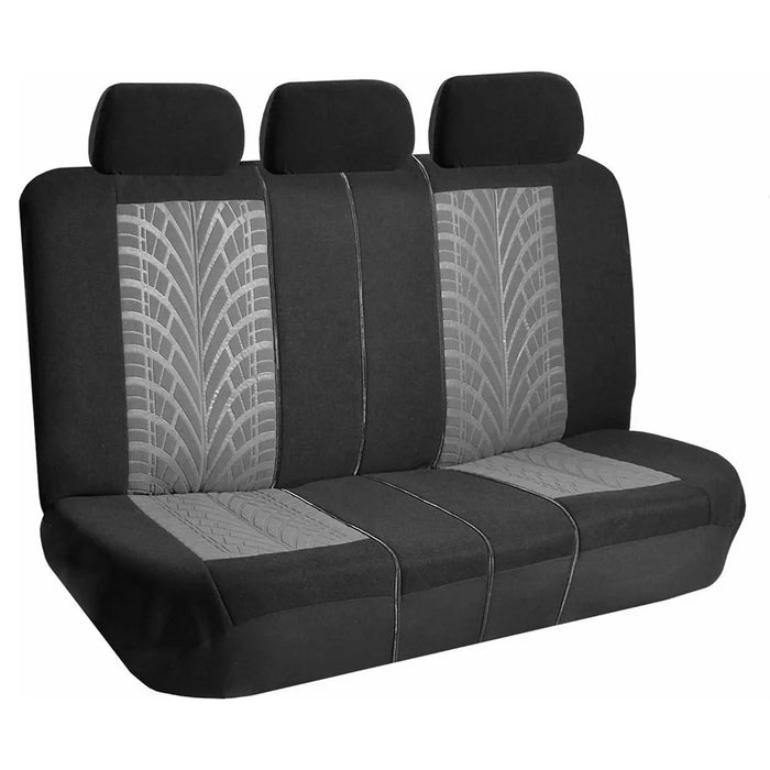 9Pcs Car Seat Covers Full Set Automotive 5-Seats Front Rear Covers Headrest Protectors - Grey - 2