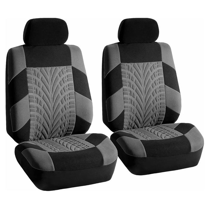 9Pcs Car Seat Covers Full Set Automotive 5-Seats Front Rear Covers Headrest Protectors - Grey - 3