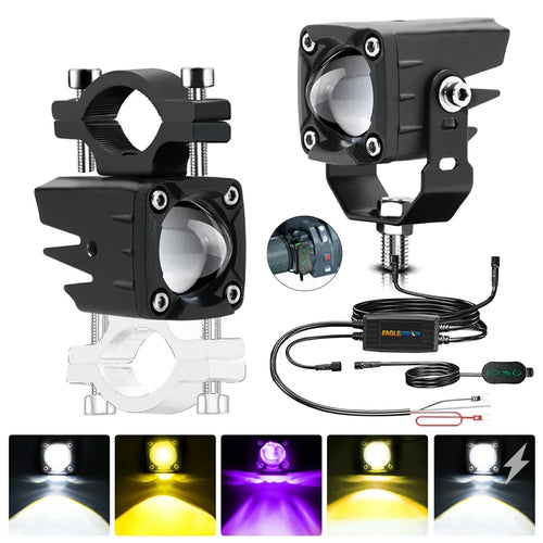 M1 Plus 2Pcs For Motorcycle LED Spotlight IP68 Waterproof Strobe Light Demon Eye Fog Lamp - 1