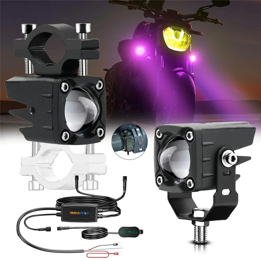 M1 Plus 2Pcs For Motorcycle LED Spotlight IP68 Waterproof Strobe Light Demon Eye Fog Lamp - 2