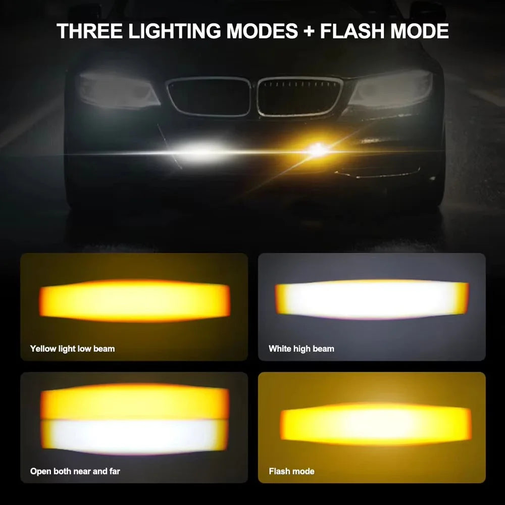 Car LED Spotlight IP67 Waterproof Yellow and White Light High Low Beam Lamp for Truck / SUV / ATV - 7