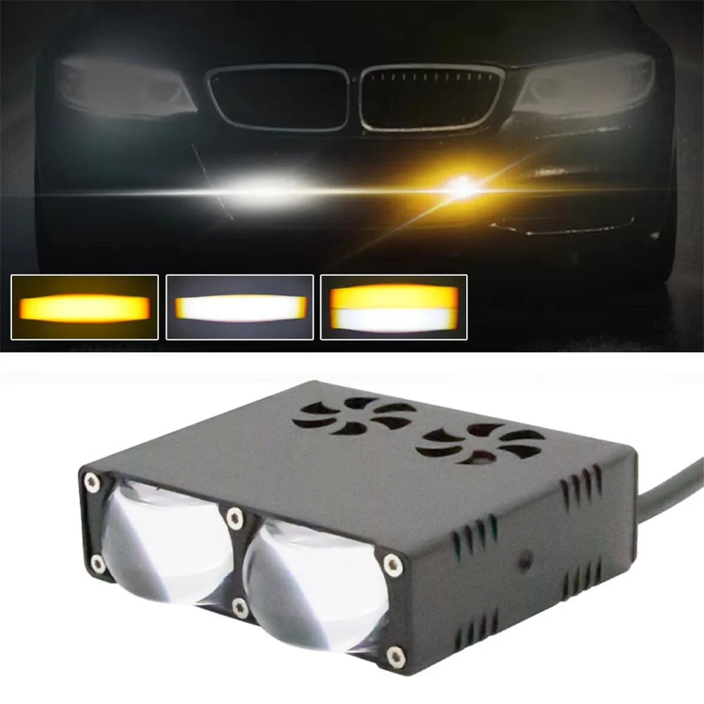 2-LED Car Spotlight IP67 Waterproof Yellow and White Light High Low Beam Lamp for Truck / SUV / ATV - 1