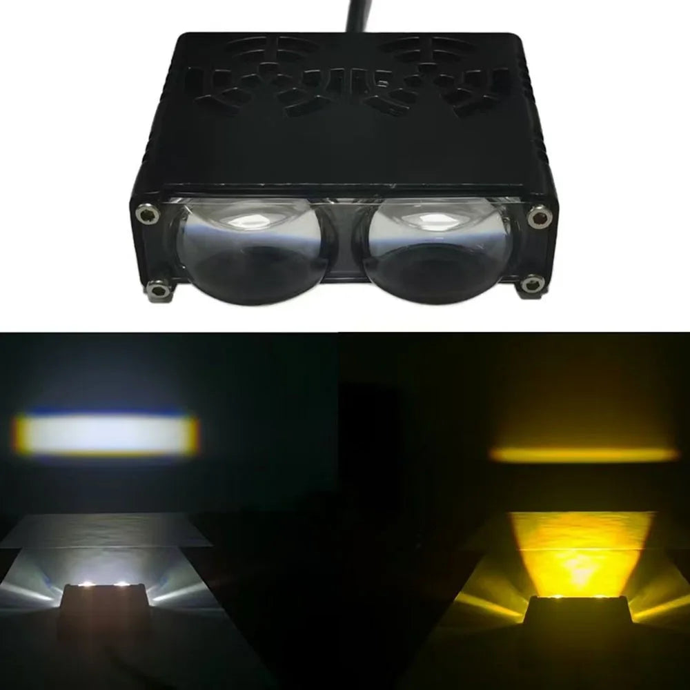 2-LED Car Spotlight IP67 Waterproof Yellow and White Light High Low Beam Lamp for Truck / SUV / ATV - 3