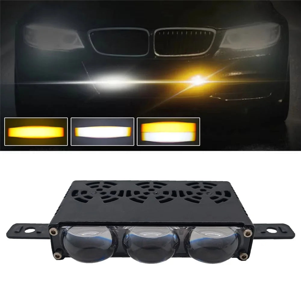3-LED Car Spotlight IP67 Waterproof Yellow and White Light High Low Beam Lamp for Truck / SUV / ATV - 1