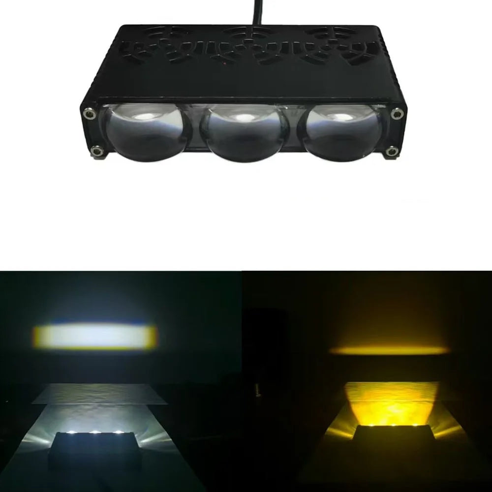 3-LED Car Spotlight IP67 Waterproof Yellow and White Light High Low Beam Lamp for Truck / SUV / ATV - 4