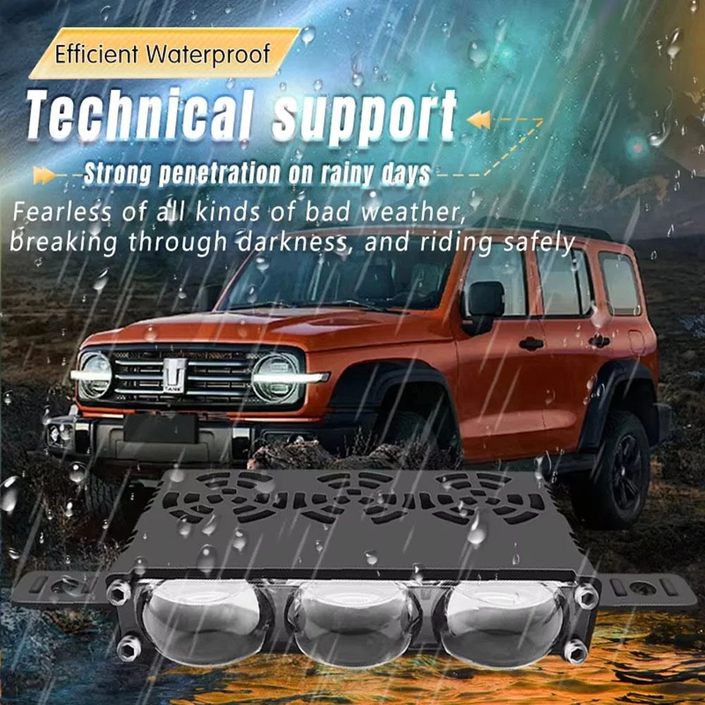 3-LED Car Spotlight IP67 Waterproof Yellow and White Light High Low Beam Lamp for Truck / SUV / ATV - 5