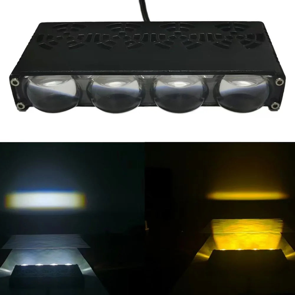 4-LED Car Spotlight IP67 Waterproof Yellow and White Light High Low Beam Lamp for Truck / SUV / ATV - 3