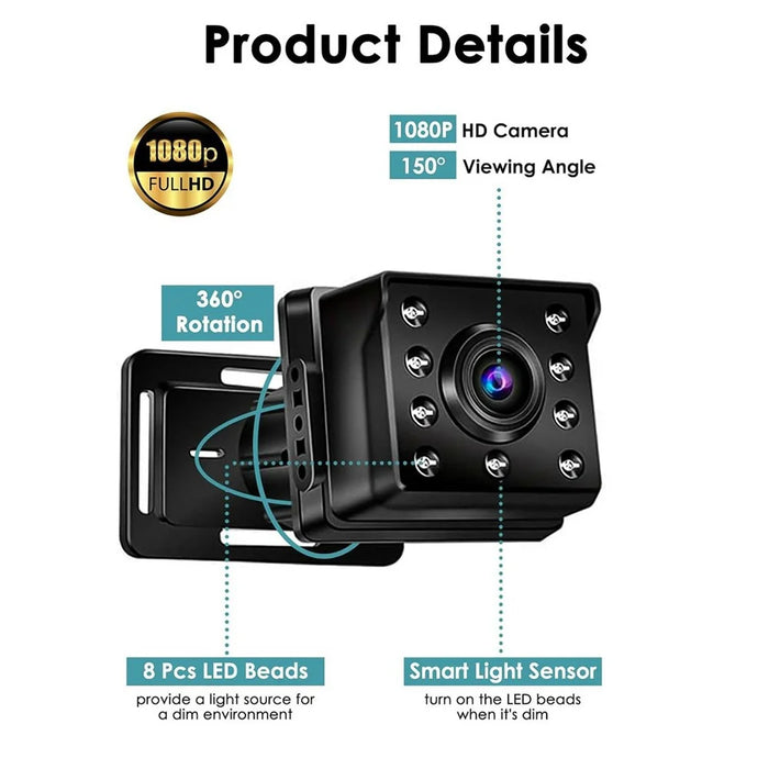 6.8 Inch Car Baby Monitor 360 Degree Rotation Dual Camera 8 LEDs Full Color HD Infrared Night Vision Cam - 7