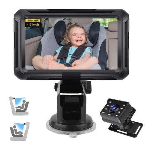 4.3 Inch HD 1080P Car Baby Monitor 360 Degree Rotation Wide Angle Night Vision Camera - 1