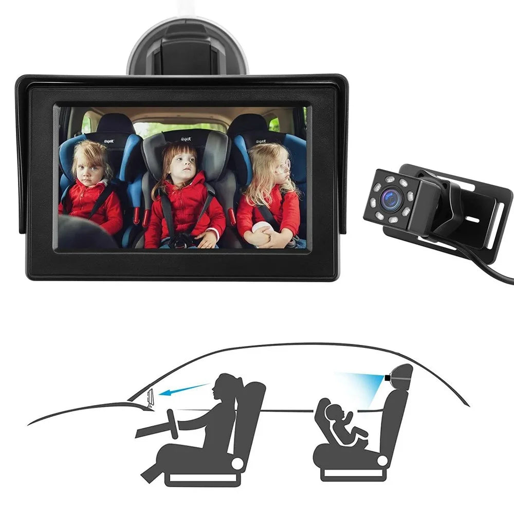 4.3 Inch HD 1080P Car Baby Monitor 360 Degree Rotation Wide Angle Night Vision Camera - 2