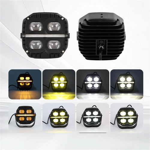 75W Car Motorcycle LED Headlight Spotlight White / Yellow Light with Flowing Yellow Signal - 1
