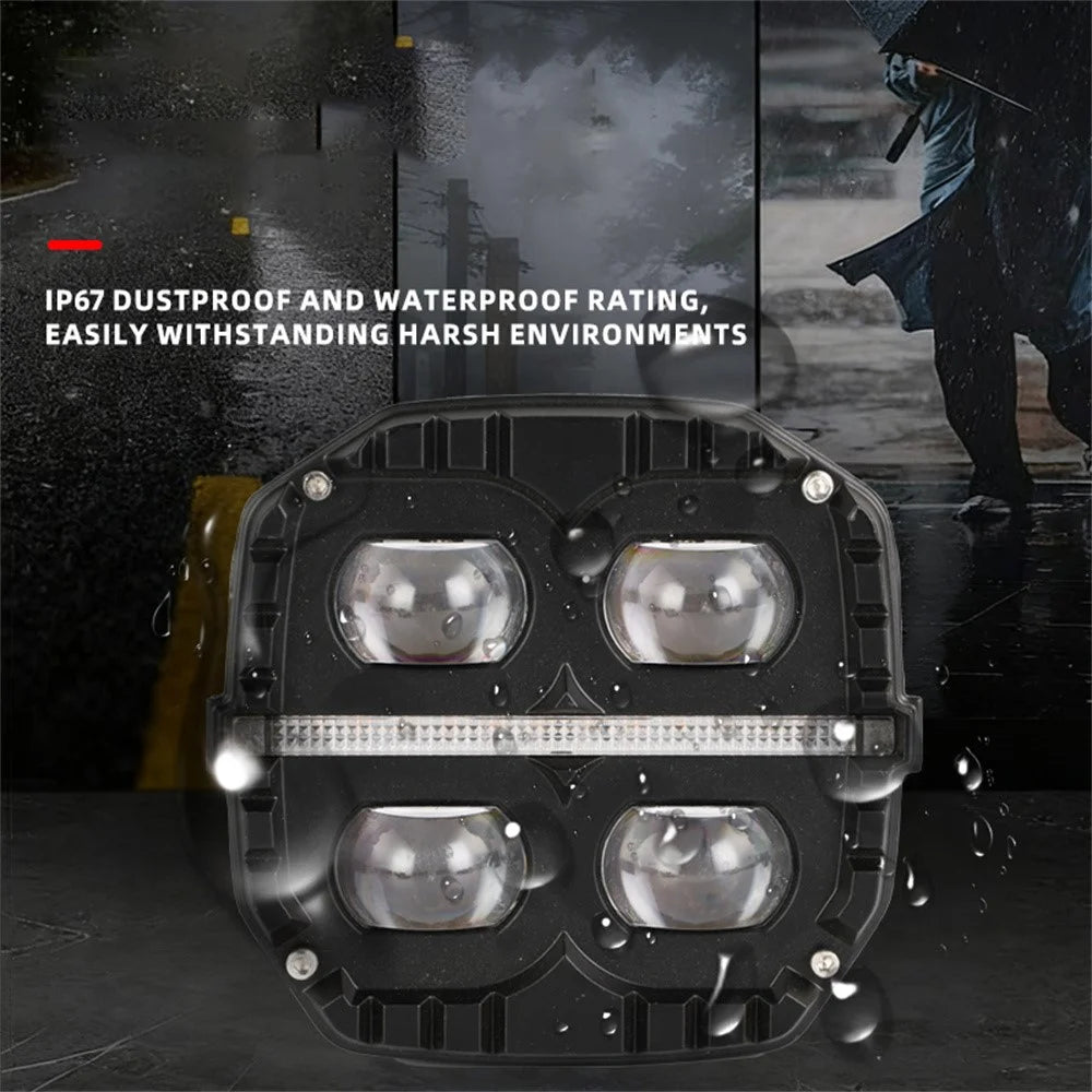 75W Car Motorcycle LED Headlight Spotlight White / Yellow Light with Flowing Yellow Signal - 3