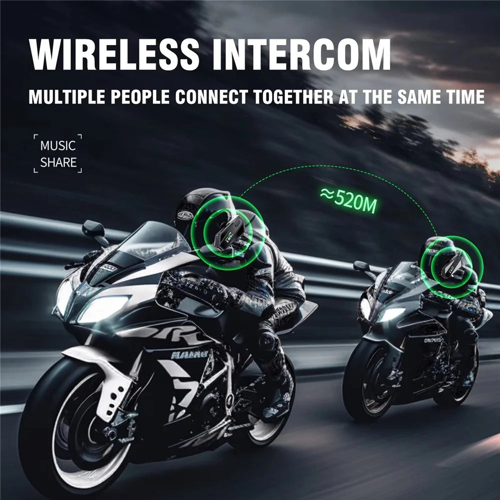 C6 Motorcycle Helmet Bluetooth-Compatible Headset with LCD Screen  /  FM Radio  /  Noise Cancellation  /  Voice Assistant, Hard Mic - Black - 7