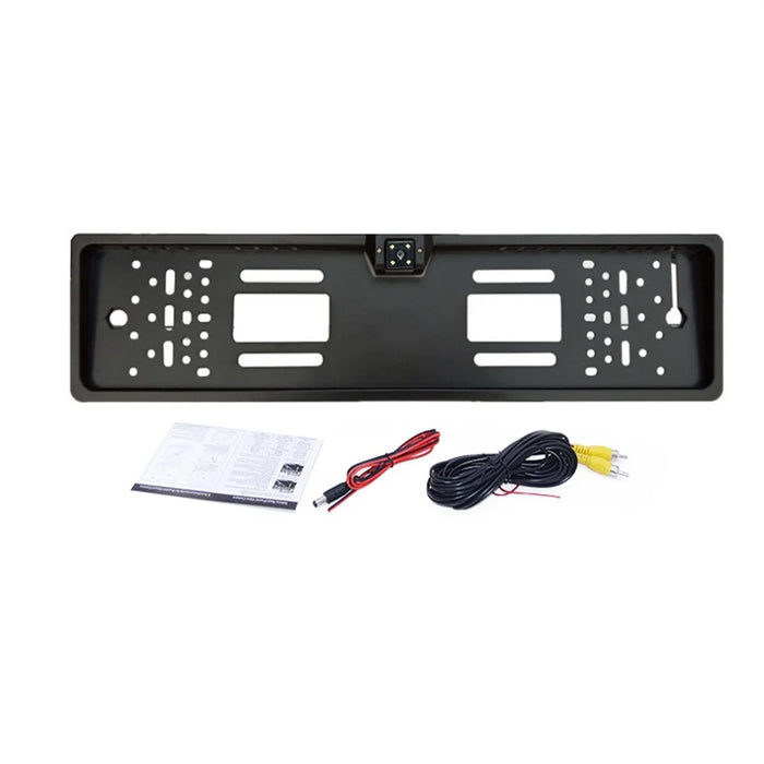European License Plate Frame with 4-LED Night Vision AHD 1080P Wide Angle Car Rear View Camera for Reverse Parking - 1
