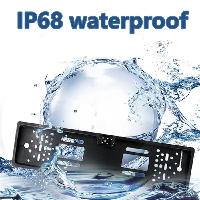 European License Plate Frame with 4-LED Night Vision AHD 1080P Wide Angle Car Rear View Camera for Reverse Parking - 4