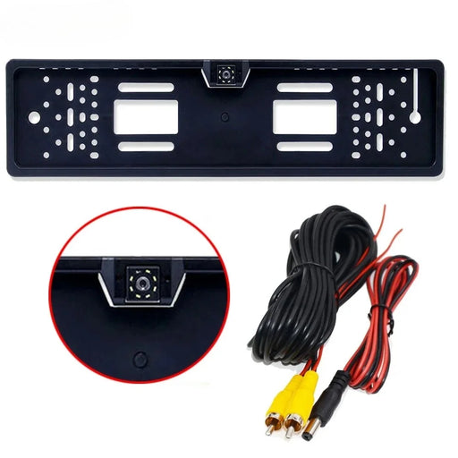 European License Plate Frame with 8-LED Night Vision AHD 1080P Wide Angle Car Rear View Camera for Reverse Parking - 2