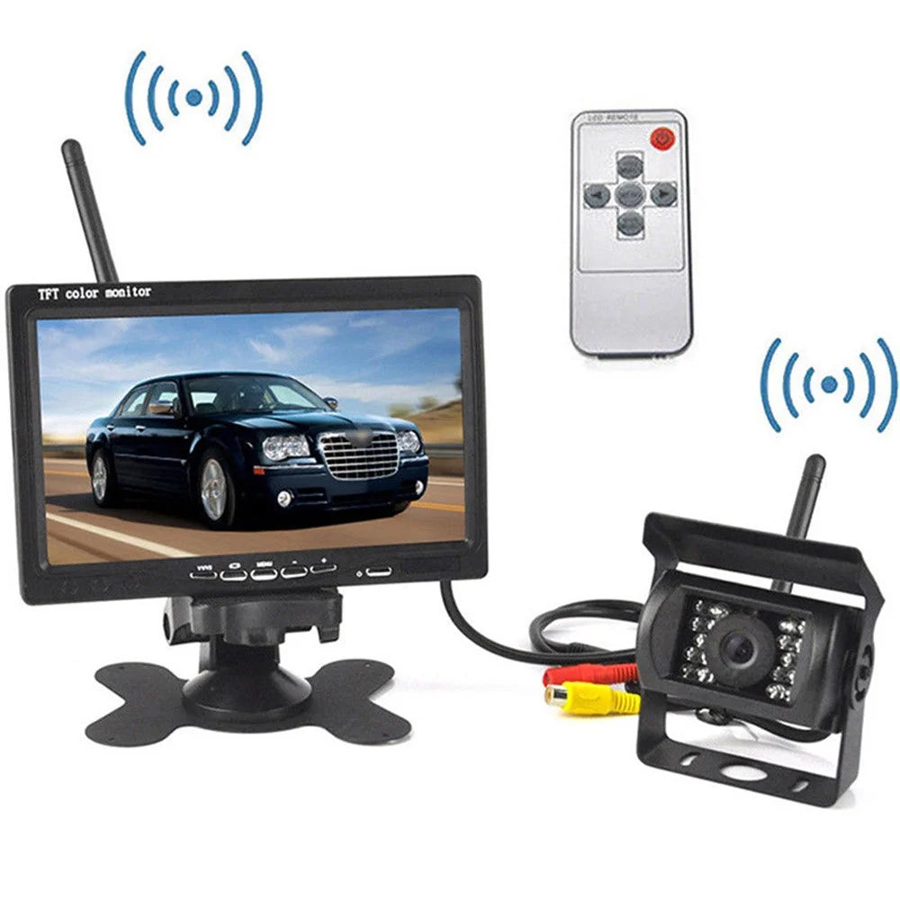 7 Inch Wireless Backup Camera System for Bus IP67 Waterproof Rear View Night Vision LCD Monitor - 1