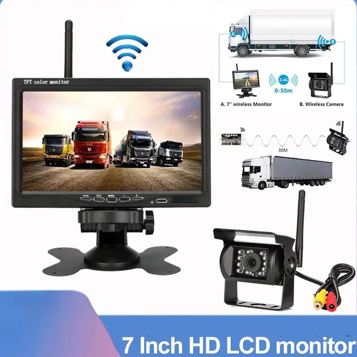 7 Inch Wireless Backup Camera System for Bus IP67 Waterproof Rear View Night Vision LCD Monitor - 3
