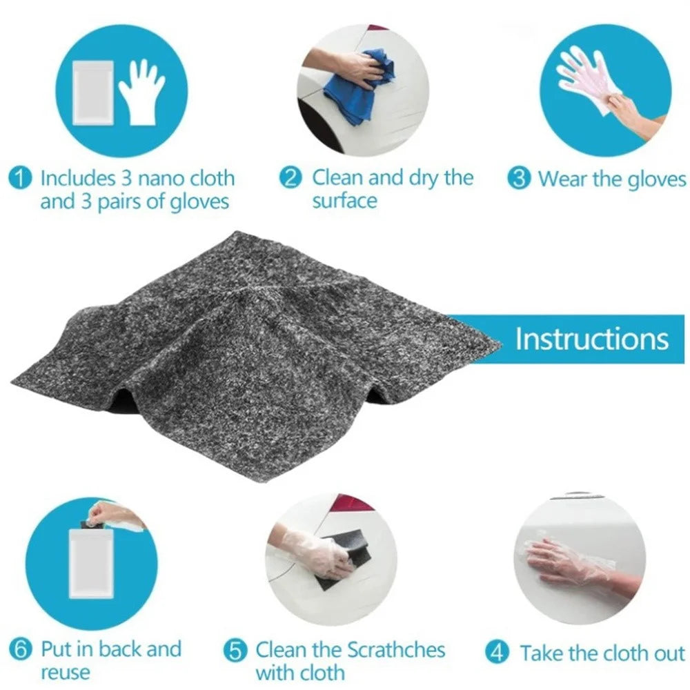 5Pcs 10 x 20cm Multifunction Nano-fiber Car Scratch Repair Cloth for Polishing Stain Removal - 5