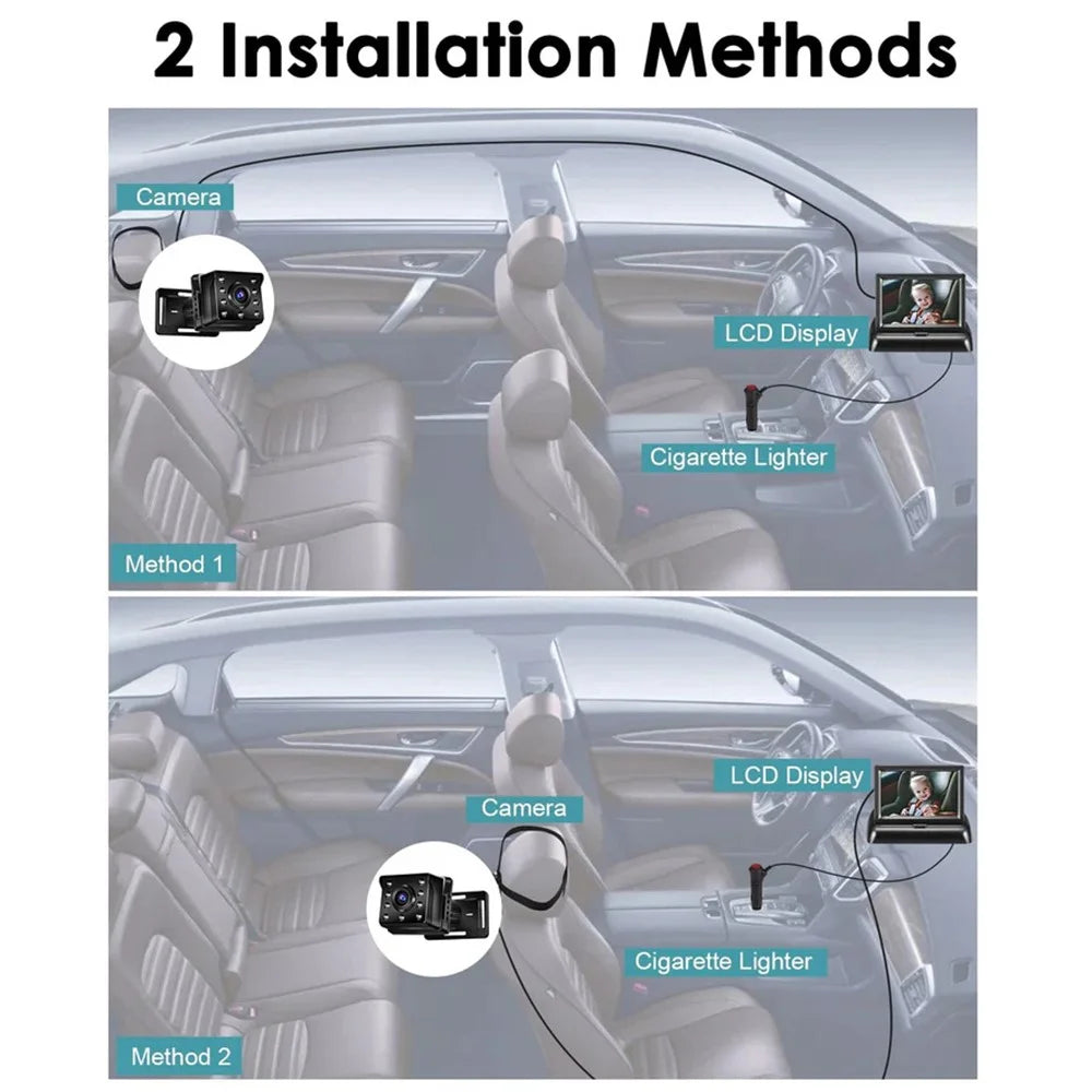 4.3 Inch Screen HD 1080P Baby Car Rear View Monitor Infrared Night Vision 150 Degree Wide Angle Camera - 4