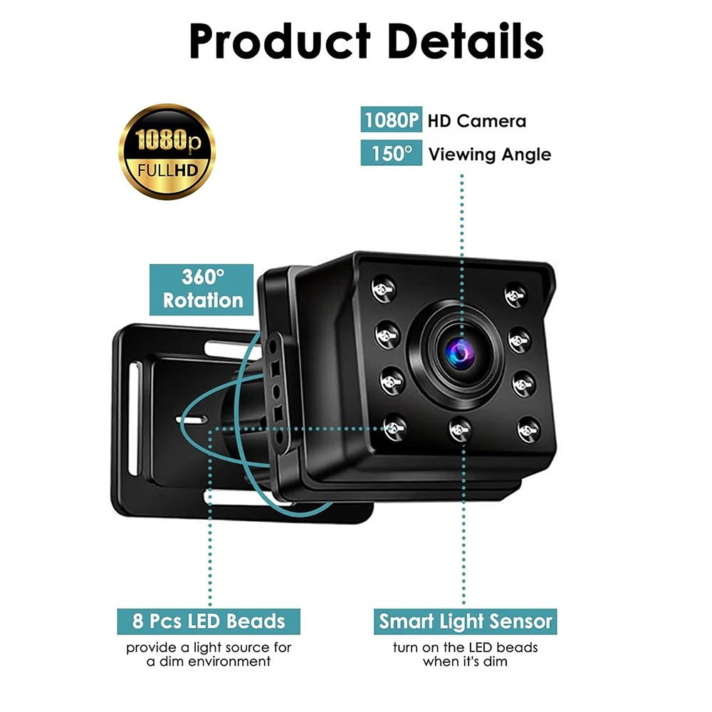 4.3 Inch Screen HD 1080P Baby Car Rear View Monitor Infrared Night Vision 150 Degree Wide Angle Camera - 6