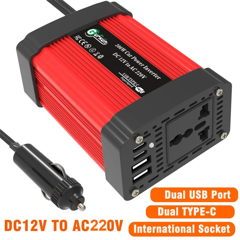 300W Car Power Inverter 12V to 220V Voltage Converter Portable Charger for Phone / Speaker / Camera, European Standard - 2