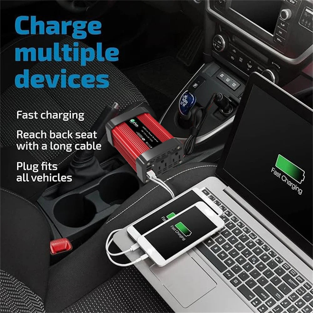 300W Car Power Inverter 12V to 220V Voltage Converter Portable Charger for Phone / Speaker / Camera, European Standard - 3