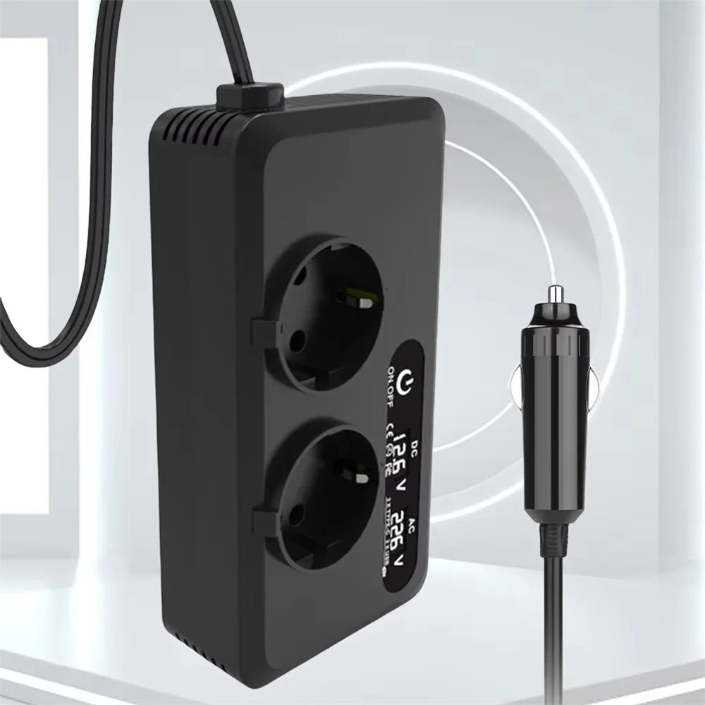 200W 12V DC to 220V AC Car Power Inverter with USB and Type-C Ports European Standard Socket Converter - 6