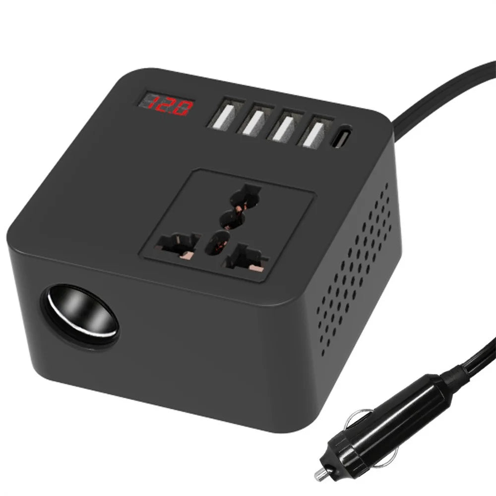 Digital Display Car Power Inverter DC 12V / 24V to AC 110V / 220V Multifunction Converter Charger with USB C + USB A + AC Outlet - 1